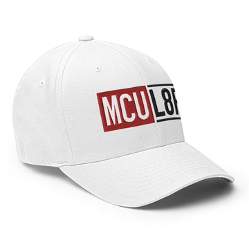 MCU L8R White Flexfit Cap